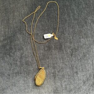 Marcia Moran Long Gold Plated Druzy Pendant Necklace